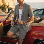 Conjunto Montreux™ em Alfaiataria com Blazer de Manga Curta e Bermuda Xadrez Clássica