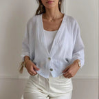 [Compre 1 e Leve 2] Cardigan de Verão Soho™ em Linho de Algodão Leve / Um Toque de Conforto e Estilo para Qualquer Ocasião!