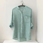 [Compre 1 e Leve 3] Camisa Adelaide™ em Linho de Algodão com Gola Mandarin / Elegância e Conforto que Se Reinventam em Cada Ocasião!