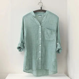 [Compre 1 e Leve 3] Camisa Adelaide™ em Linho de Algodão com Gola Mandarin / Elegância e Conforto que Se Reinventam em Cada Ocasião!