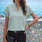[Compre 1 e Leve 3] Blusinha Giorginna™ em Viscolinho Premium com Gola V Sofisticada / O Toque de Elegância e Conforto que Você Merece!
