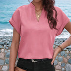 [Compre 1 e Leve 3] Blusinha Giorginna™ em Viscolinho Premium com Gola V Sofisticada / O Toque de Elegância e Conforto que Você Merece!