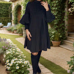 Vestido Mon Amour™ com Mangas Bufantes e Brilho Discreto / Um Encanto Clássico com Toques de Luxo!