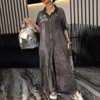 Vestido New York™ em Jeans com Lavagem Premium e Design Oversized / Para Mulheres que Desafiam o Básico e Impõem Seu Estilo!