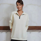 Blusa Olivia™ em Moletom Premium com Gola Alta e Zíper Frontal  / A Peça-Coringa que Vai com Tudo!