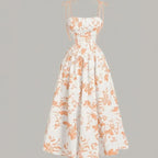 Vestido Violetta™ com Estampa Floral e Saia Ampla Confortável / Sofisticação Atemporal e Liberdade para Mulheres de Reais!