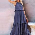 Vestido Brisa Costeira™ em Viscose Leve com Babados Evasê / Leveza e Sofisticação para Viver Seus Dias com Estilo!