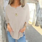 [COMPRE 1, LEVE 2] Blusa Magna™ Estilo Camisaria com Botão Único Chique / Minimalismo que se Destaca sem Esforço!