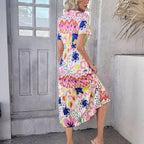 Vestido Bonjour™ Com Gola Camisaria e Estampas Exclusivas / Alegria e Elegância em Uma Só Peça!