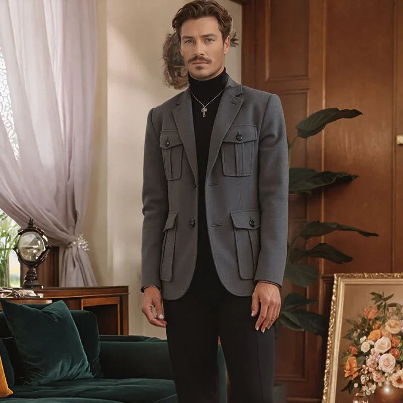 Blazer Casual Lauritz™ com Tecido Estruturado Premium / O Luxo Silencioso da Alfaiataria Italiana!