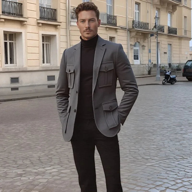 Blazer Casual Lauritz™ com Tecido Estruturado Premium / O Luxo Silencioso da Alfaiataria Italiana!