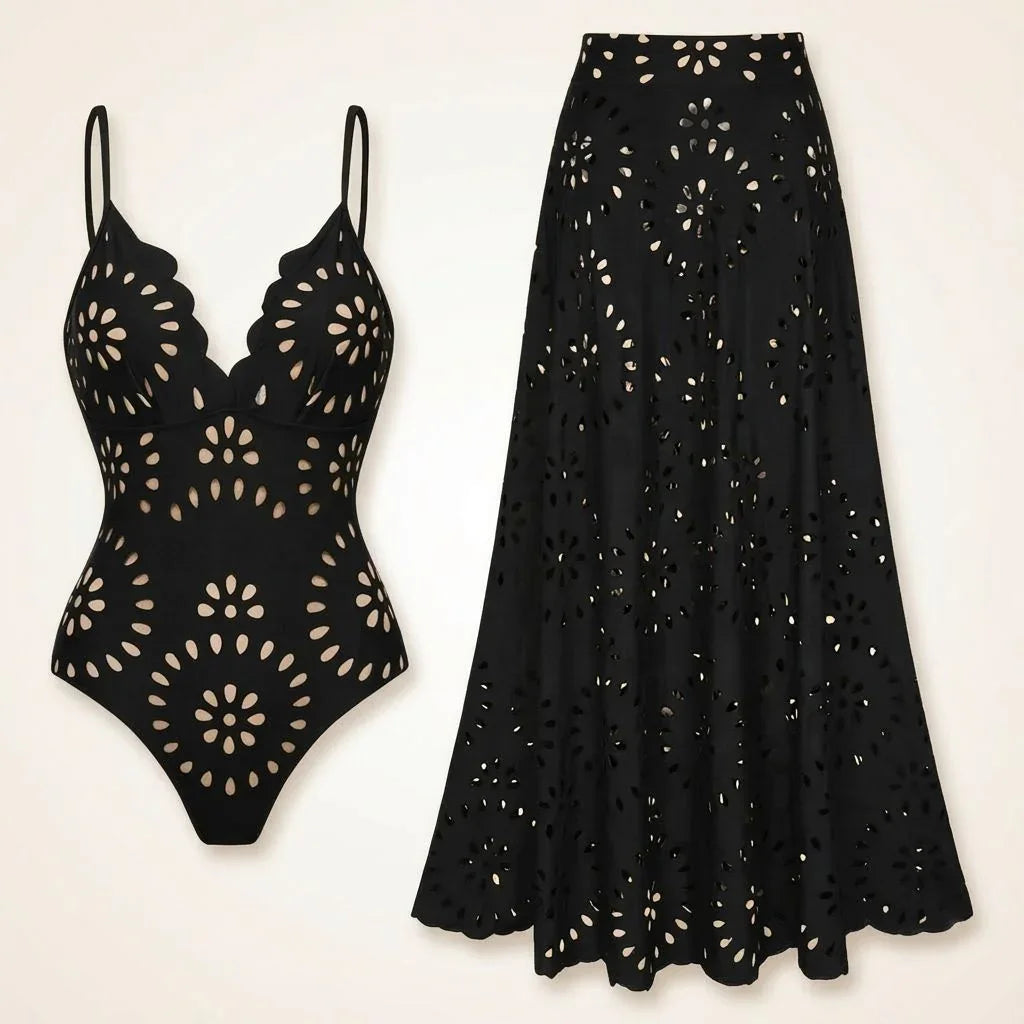 Conjunto de Praia Marina™ Maiô & Saia 2 em 1 / A Peça Viral Que Vai Marcar o Verão Brasileiro!