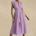 Vestido Valenza™ em Sarja Premium com Cintura Marcada / Corte Preciso, Silhueta Imponente e Estilo Contemporâneo!