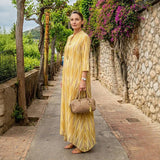 Vestido Soleil Class™ em Viscose Premium com Estampa Mediterrânea