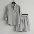 Conjunto Mediterrâneo Elite™ em Linho de Algodão e Visual Minimalista