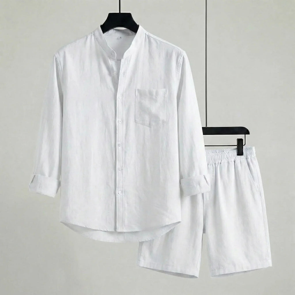 Conjunto Mediterrâneo Elite™ em Linho de Algodão e Visual Minimalista