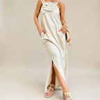 Vestido Carmela™ com Flor Artesanal e Design Elegante