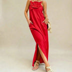 Vestido Carmela™ com Flor Artesanal e Design Elegante