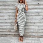 Vestido Dolce Riviera™ com Listras Elegantes e Amarração Lateral