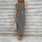 Vestido Dolce Riviera™ com Listras Elegantes e Amarração Lateral