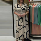 Vestido Chemise Ariane™ com Estampa Abstrata e Cinto Elegante