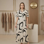 Vestido Chemise Ariane™ com Estampa Abstrata e Cinto Elegante