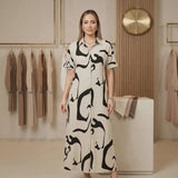Vestido Chemise Ariane™ com Estampa Abstrata e Cinto Elegante