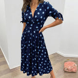 Vestido Estella™ com Estampa Poá e Mangas de Amarração