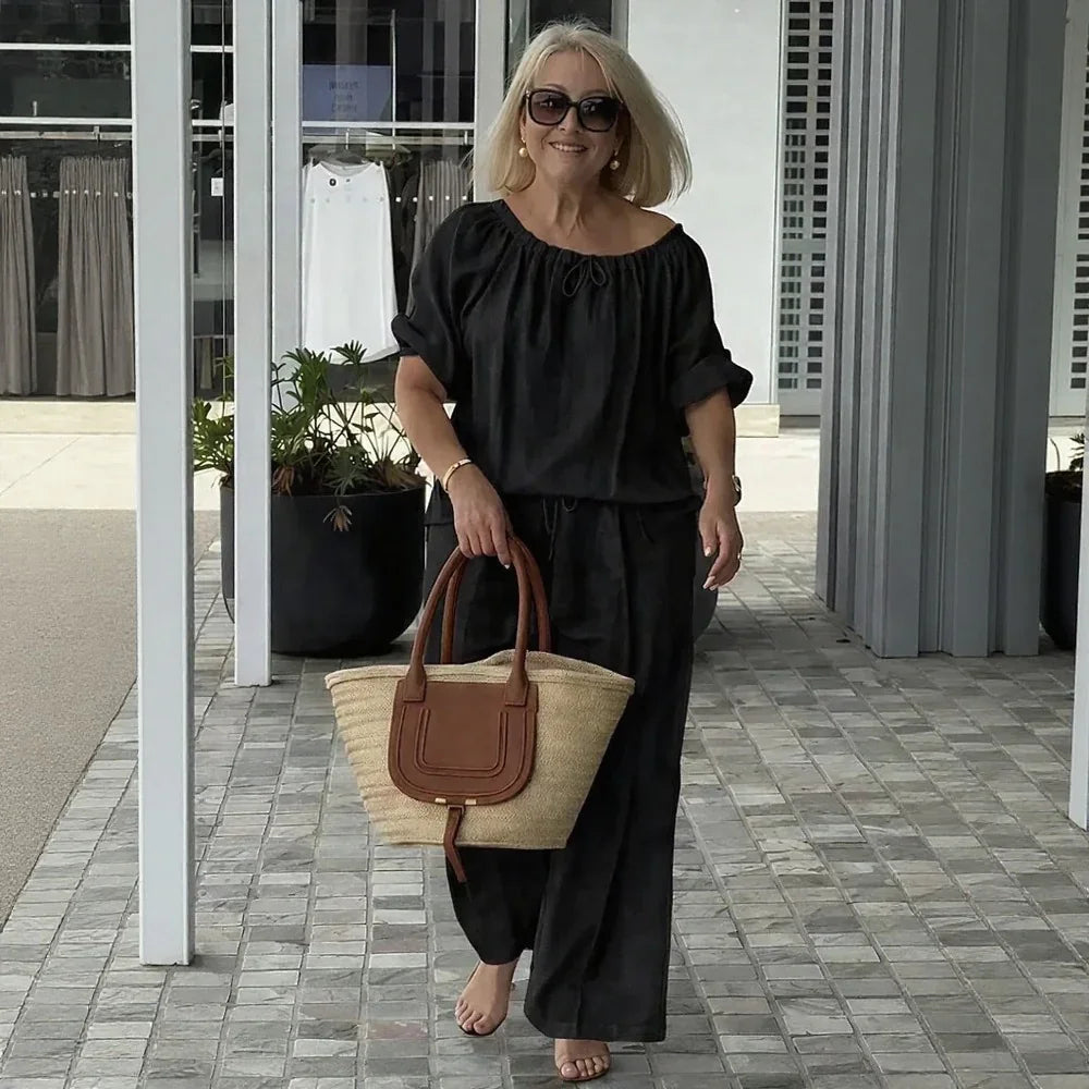 Conjunto Céliane™ em Linho de Algodão com Caimento Solto