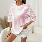 Blusa Dailynne™ Oversized com Design Listrado e Tecido Texturizado