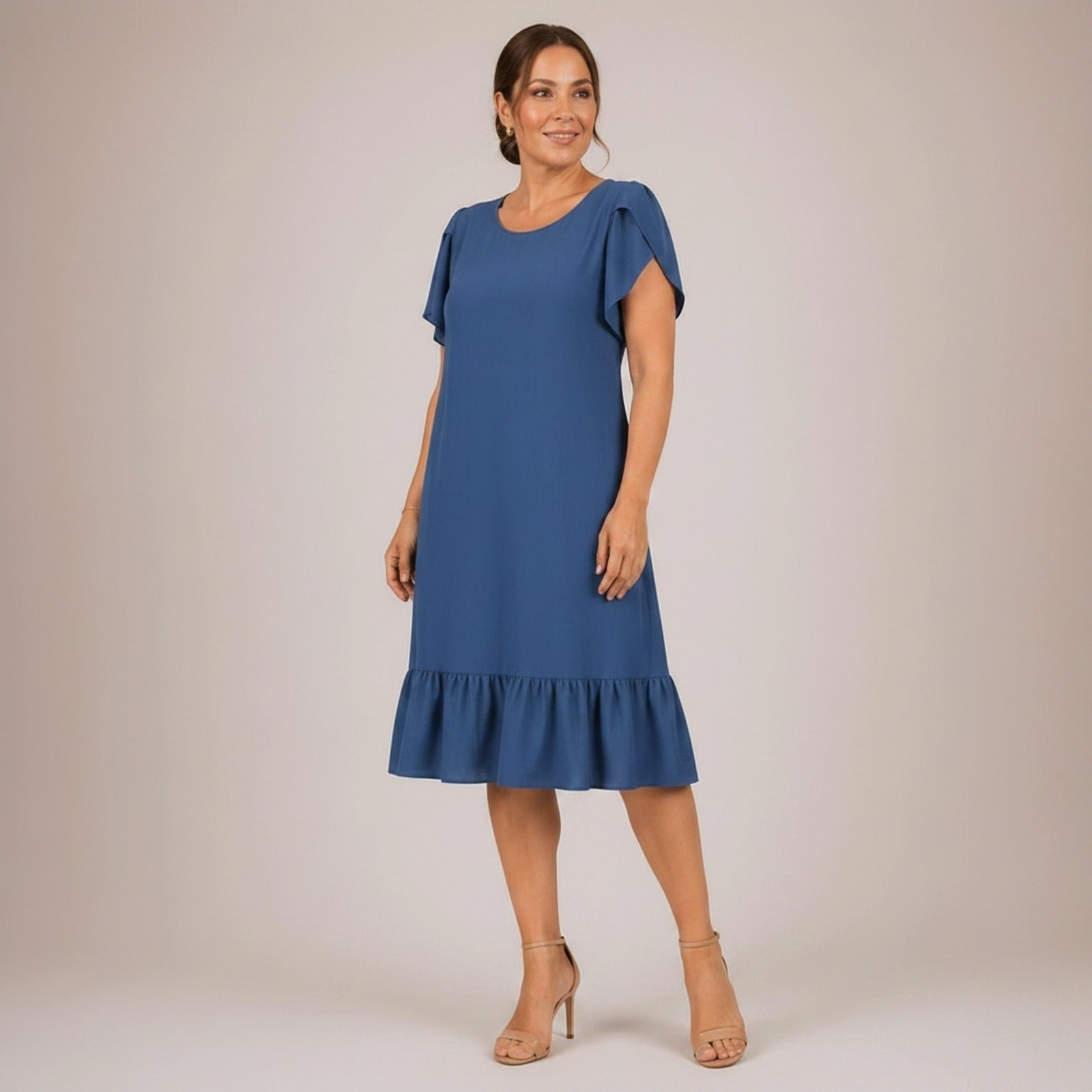 Vestido Dallora™ em Jeans de Toque Suave com Caimento Elegante
