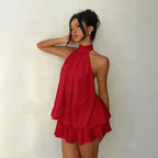 Vestido Serenya™ com Amarração Halter e Leveza Natural