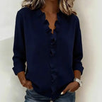 Blusa Sorelle™ com Babado Vertical e Visual Atemporal