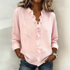 Blusa Sorelle™ com Babado Vertical e Visual Atemporal