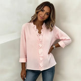 Blusa Sorelle™ com Babado Vertical e Visual Atemporal