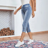 Calça Capri Lunessa™ em Jeans Flexível e Cintura Ajustável