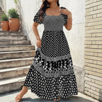 Vestido Selaris™ com Mangas Bufantes e Caimento Fluido