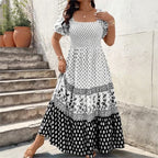 Vestido Selaris™ com Mangas Bufantes e Caimento Fluido