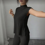 Conjunto Selmira™ Canelado com Elegância Minimalista