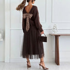 Conjunto Isabella™ com Blusa em Tricô Macio e Laço Animal Print nas Costas / Elegância Aconchegante com Charme que Surpreende!